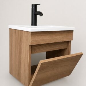 Vanitory flotante laminado + Bacha de acrílico 40cm + grifería (PVL40ac)